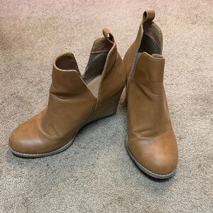 Women's Tan Wedge Ankle Booties - Stylish Everyday Comfort